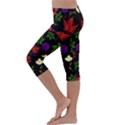 Golden autumn, red-yellow leaves and flowers  Kids  Lightweight Velour Capri Leggings  View2