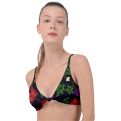 Golden Autumn, Red-yellow Leaves And Flowers  Knot Up Bikini Top by Daria3107