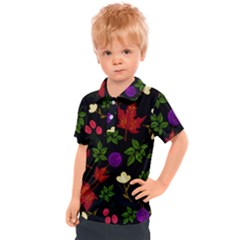 Golden Autumn, Red-yellow Leaves And Flowers  Kids  Polo Tee