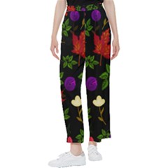 Golden Autumn, Red-yellow Leaves And Flowers  Women s Pants  by Daria3107