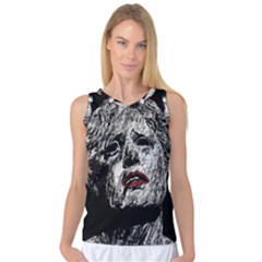 Creepy Head Sculpture Artwork Women s Basketball Tank Top by dflcprintsclothing