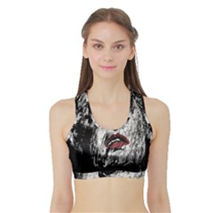 Creepy Head Sculpture Artwork Sports Bra With Border by dflcprintsclothing