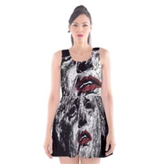 Creepy Head Sculpture Artwork Scoop Neck Skater Dress by dflcprintsclothing