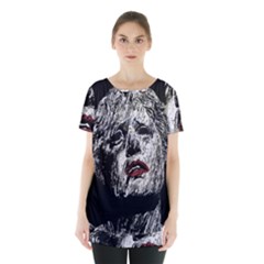 Creepy Head Sculpture Artwork Skirt Hem Sports Top by dflcprintsclothing