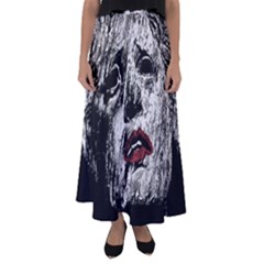 Creepy Head Sculpture Artwork Flared Maxi Skirt by dflcprintsclothing