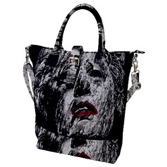 Creepy Head Sculpture Artwork Buckle Top Tote Bag by dflcprintsclothing