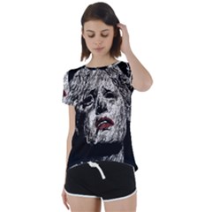 Creepy Head Sculpture Artwork Short Sleeve Foldover Tee by dflcprintsclothing