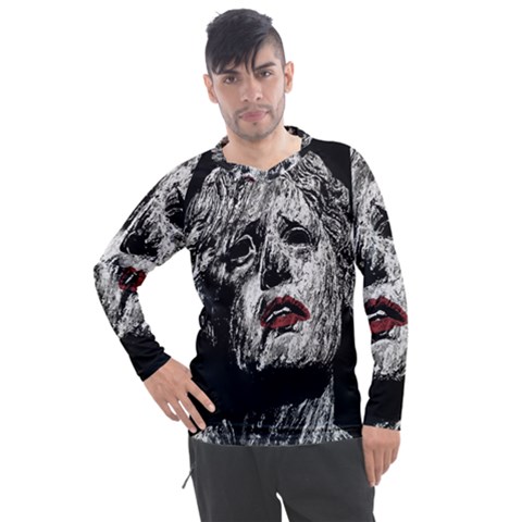 Creepy Head Sculpture Artwork Men s Pique Long Sleeve Tee by dflcprintsclothing