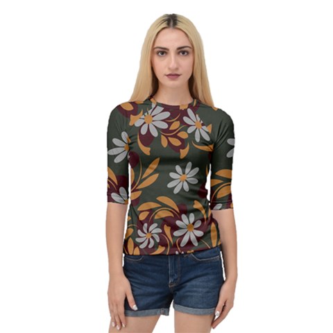 Folk Flowers Pattern Floral Surface Design Quarter Sleeve Raglan Tee by Eskimos