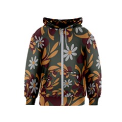 Folk Flowers Pattern Floral Surface Design Kids  Zipper Hoodie by Eskimos