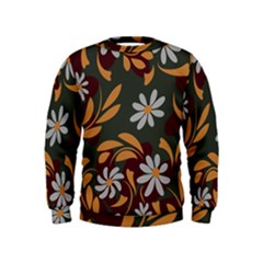 Folk Flowers Pattern Floral Surface Design Kids  Sweatshirt by Eskimos