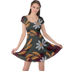 Folk Flowers Pattern Floral Surface Design Cap Sleeve Dress by Eskimos