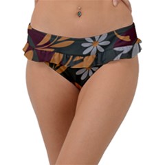 Folk Flowers Pattern Floral Surface Design Frill Bikini Bottom by Eskimos