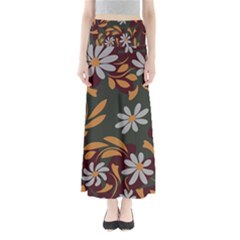 Folk Flowers Pattern Floral Surface Design Full Length Maxi Skirt by Eskimos