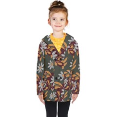 Folk Flowers Pattern Floral Surface Design Kids  Double Breasted Button Coat by Eskimos