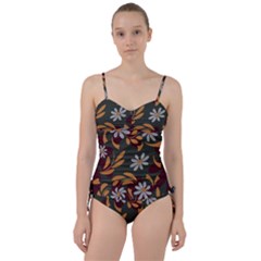 Folk Flowers Pattern Floral Surface Design Sweetheart Tankini Set by Eskimos