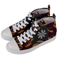 Folk Flowers Pattern Floral Surface Design Women s Mid-top Canvas Sneakers by Eskimos