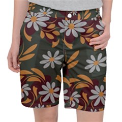 Folk Flowers Pattern Floral Surface Design Pocket Shorts by Eskimos