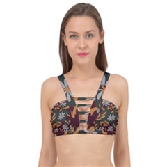 Folk Flowers Pattern Floral Surface Design Cage Up Bikini Top by Eskimos