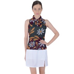 Folk Flowers Pattern Floral Surface Design Women s Sleeveless Polo Tee by Eskimos