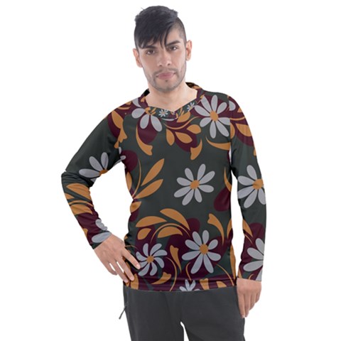 Folk Flowers Pattern Floral Surface Design Men s Pique Long Sleeve Tee by Eskimos