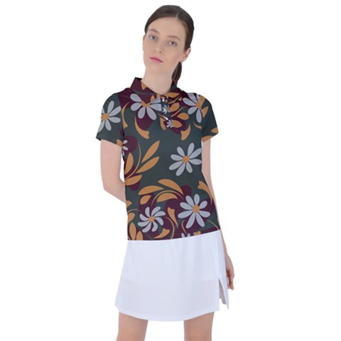 Folk Flowers Pattern Floral Surface Design Women s Polo Tee by Eskimos