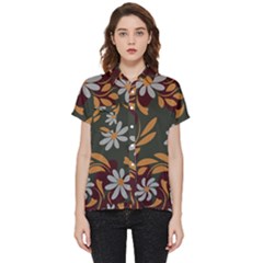 Folk Flowers Pattern Floral Surface Design Short Sleeve Pocket Shirt by Eskimos