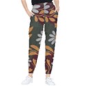 Folk flowers pattern Floral surface design Tapered Pants View1