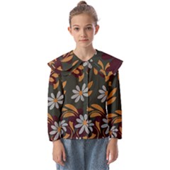 Folk Flowers Pattern Floral Surface Design Kids  Peter Pan Collar Blouse by Eskimos