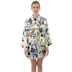 Folk flowers pattern Floral surface design Long Sleeve Satin Kimono