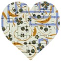 Folk flowers pattern Floral surface design Wooden Puzzle Heart View1