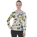 Folk flowers pattern Floral surface design Women s Pique Long Sleeve Tee View1