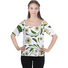 Folk flowers pattern Floral surface design Cutout Shoulder Tee