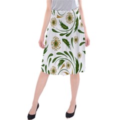 Folk flowers pattern Floral surface design Midi Beach Skirt