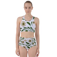 Folk flowers pattern Floral surface design Racer Back Bikini Set