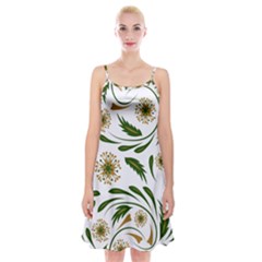 Folk flowers pattern Floral surface design Spaghetti Strap Velvet Dress