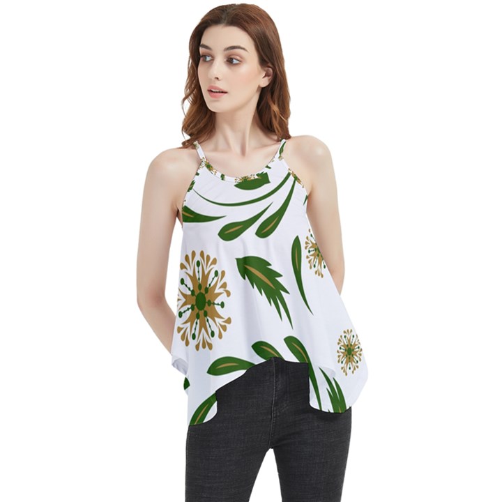 Folk flowers pattern Floral surface design Flowy Camisole Tank Top