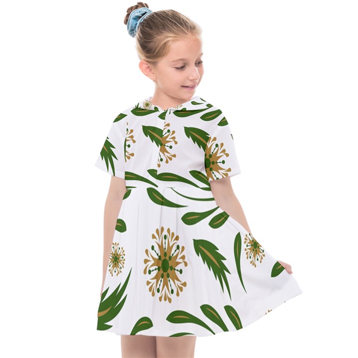 Folk flowers pattern Floral surface design Kids  Sailor Dress