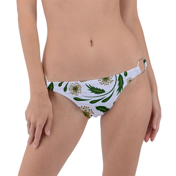 Folk flowers pattern Floral surface design Ring Detail Bikini Bottom