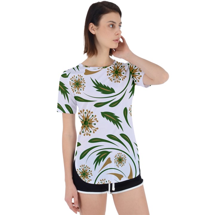 Folk flowers pattern Floral surface design Perpetual Short Sleeve T-Shirt