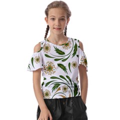 Folk flowers pattern Floral surface design Kids  Butterfly Cutout Tee