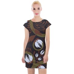 Folk Flowers Pattern Floral Surface Design Cap Sleeve Bodycon Dress by Eskimos