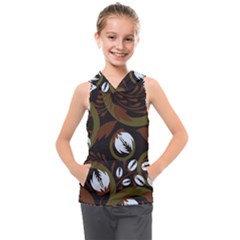 Folk Flowers Pattern Floral Surface Design Kids  Sleeveless Hoodie by Eskimos