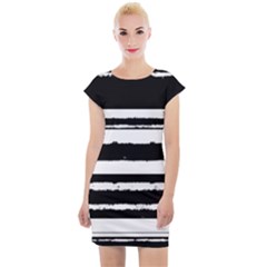 Bandes Abstrait Blanc/noir Cap Sleeve Bodycon Dress by kcreatif