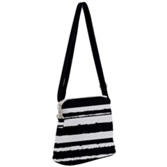 Bandes Abstrait Blanc/noir Zipper Messenger Bag by kcreatif