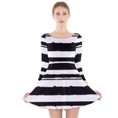 Bandes Abstrait Blanc/noir Long Sleeve Velvet Skater Dress by kcreatif