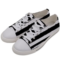 Bandes Abstrait Blanc/noir Men s Low Top Canvas Sneakers by kcreatif