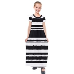 Bandes Abstrait Blanc/noir Kids  Short Sleeve Maxi Dress by kcreatif