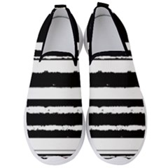 Bandes Abstrait Blanc/noir Men s Slip On Sneakers by kcreatif