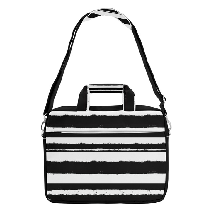 Bandes Abstrait Blanc/Noir MacBook Pro Shoulder Laptop Bag (Large)